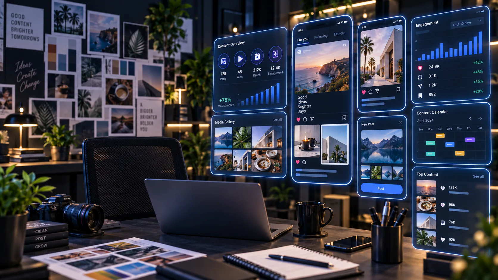 Social media feeds and community engagement on a phone